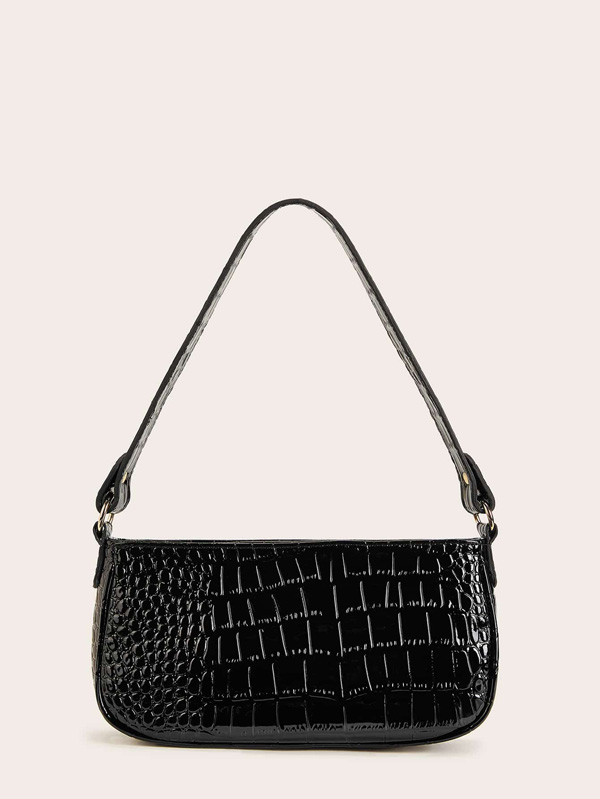 Croc Embossed Baguette Bag - Click Image to Close