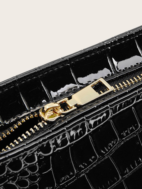 Croc Embossed Baguette Bag