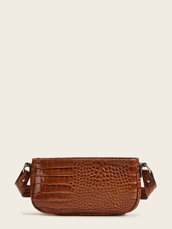 Croc Embossed Baguette Bag