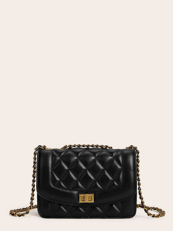 Twist Lock Quilted Chain Bag - Click Image to Close