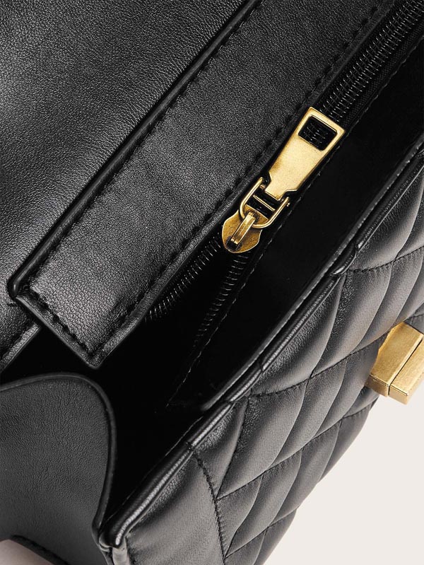 Twist Lock Quilted Chain Bag