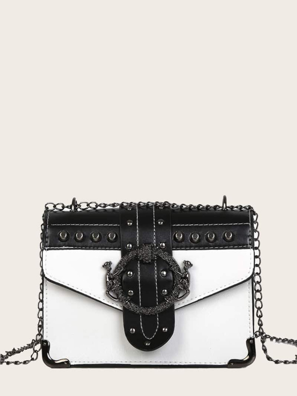 Buckle Decor Flap Chain Bag