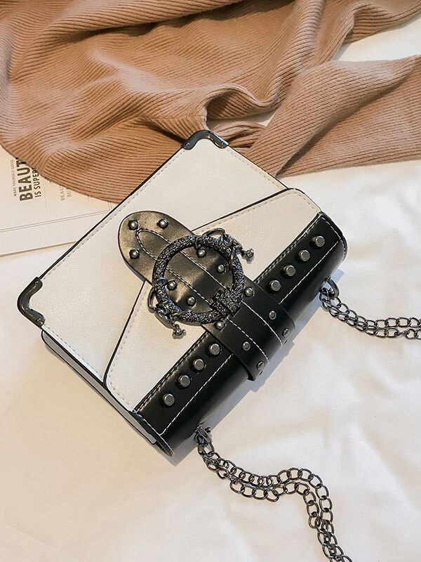 Buckle Decor Flap Chain Bag