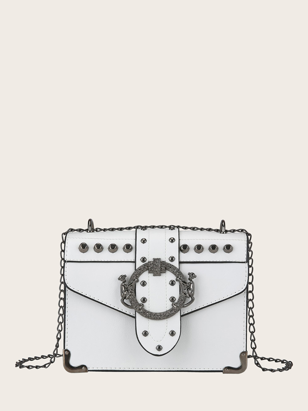 Buckle Decor Flap Chain Bag