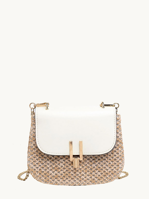 Woven Flap Chain Crossbody Bag - Click Image to Close