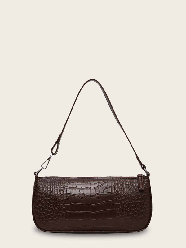 Croc Embossed Shoulder Bag