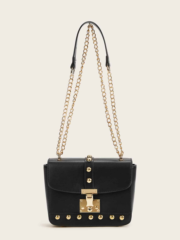 Studded Decor Chain Crossbody Bag