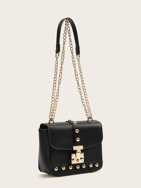 Studded Decor Chain Crossbody Bag