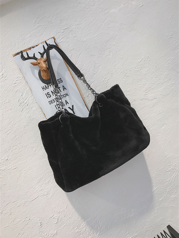 Fuzzy Chain Tote Bag