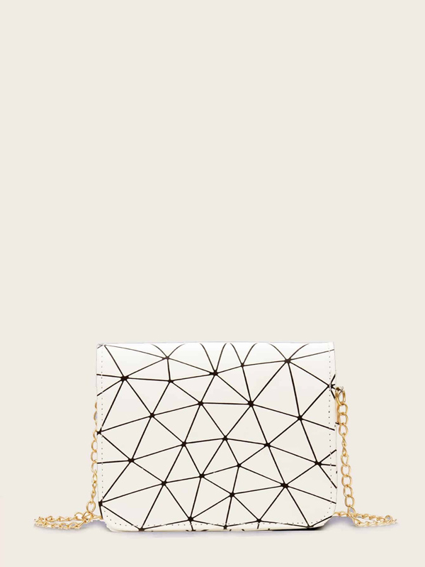 Geometric Print Chain Crossbody Bag