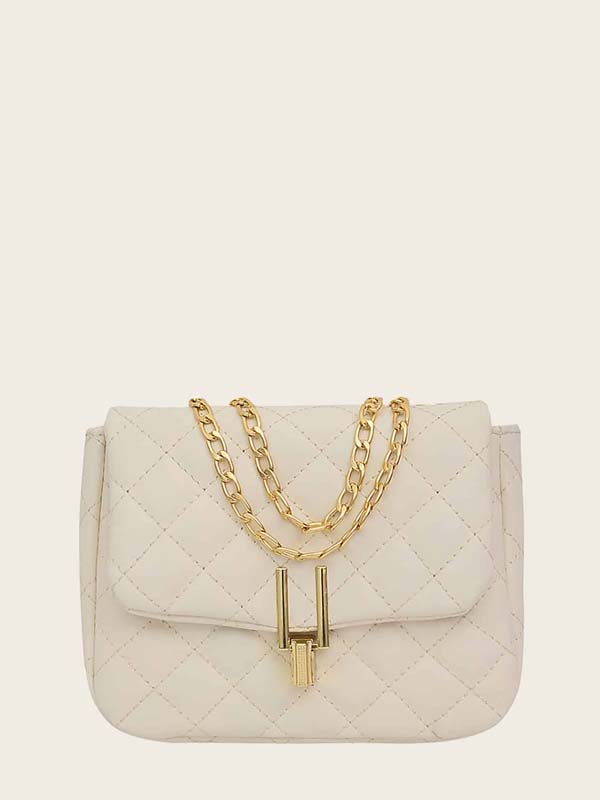 Push Lock Detail Quilted Chain Bag - Click Image to Close