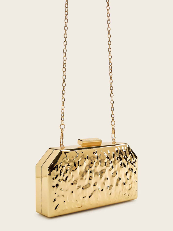 Metallic Textured Evening Chain Bag