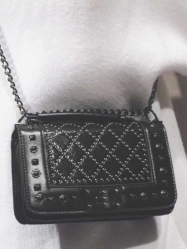 Studded Decor Satchel Chain Bag