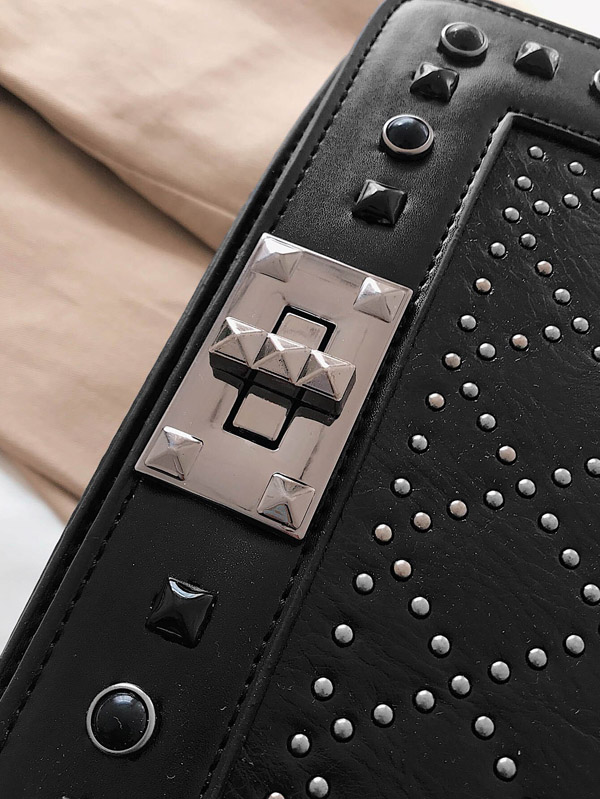 Studded Decor Satchel Chain Bag