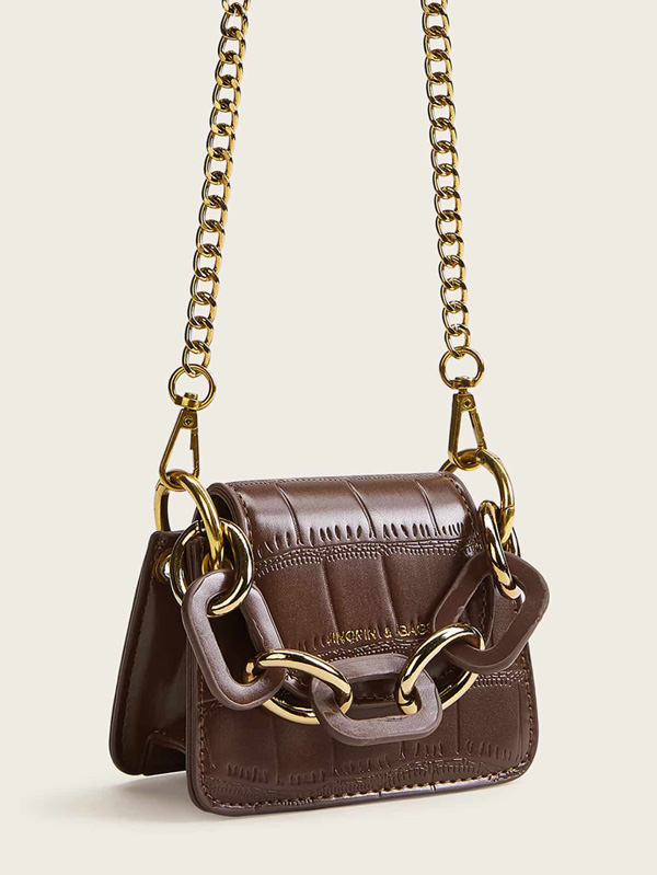 Chain Strap Flap Satchel Bag - Click Image to Close