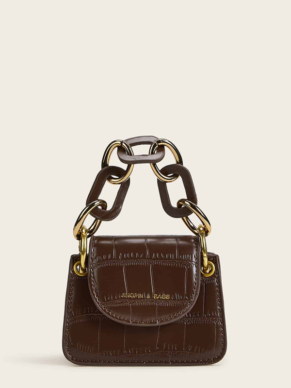 Chain Strap Flap Satchel Bag