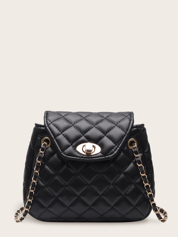 Quilted Flap Chain Crossbody Bag - Click Image to Close