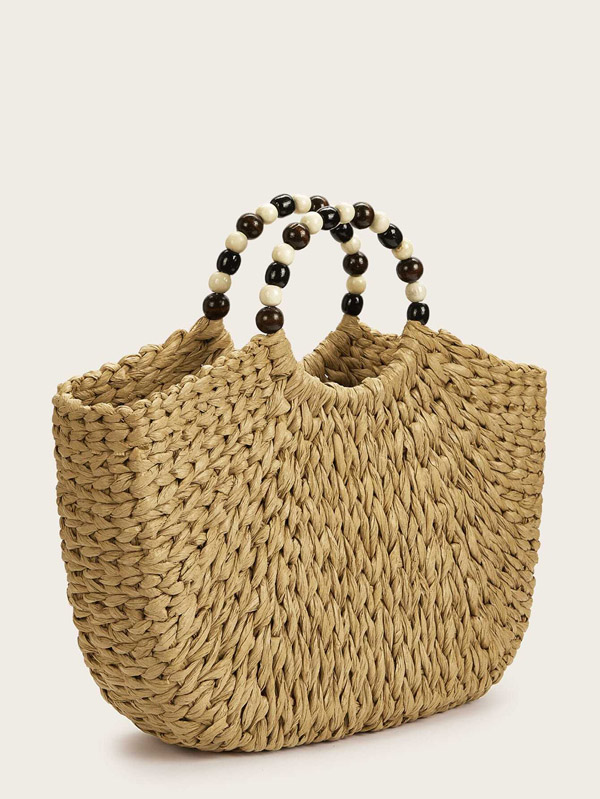 Shell Decor Straw Plaited Tote Bag