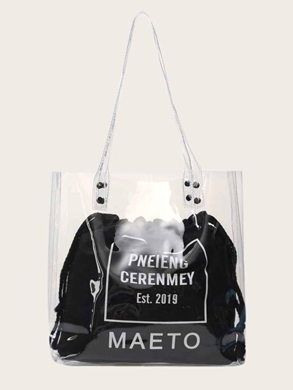 Clear Tote Bag With Inner Clutch - Click Image to Close