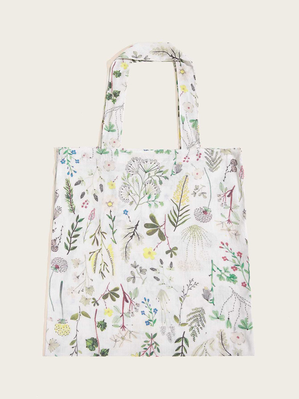 Plants Pattern Cotton Tote Bag - Click Image to Close