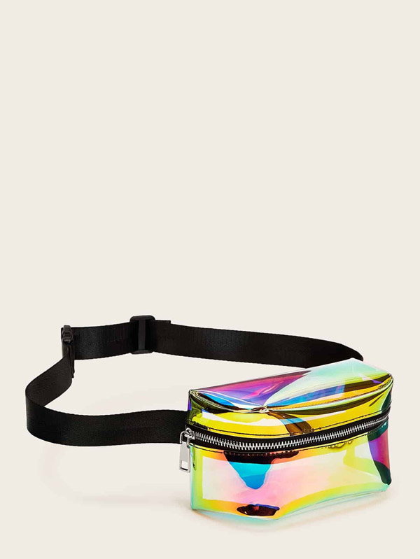 Zipper Front Iridescence Bum Bag