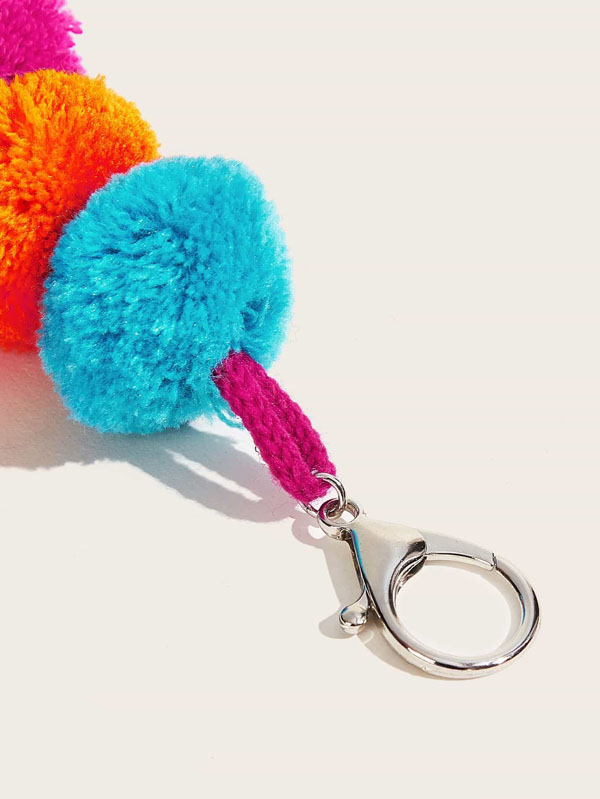 Colorful Pom Pom & Tassel Charm Bag Accessory