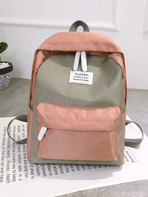 Two Tone Pocket Front Backpack