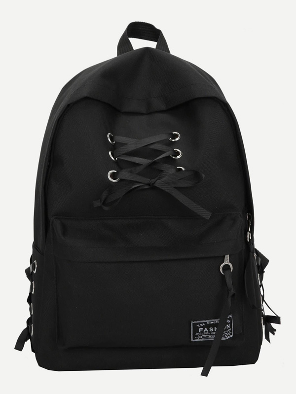 Lace Up Pocket Front Backpack - Click Image to Close