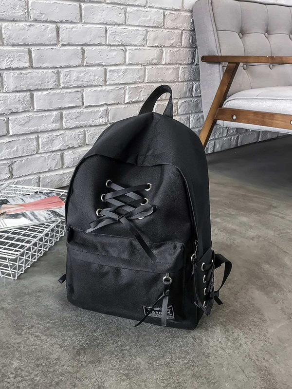 Lace Up Pocket Front Backpack