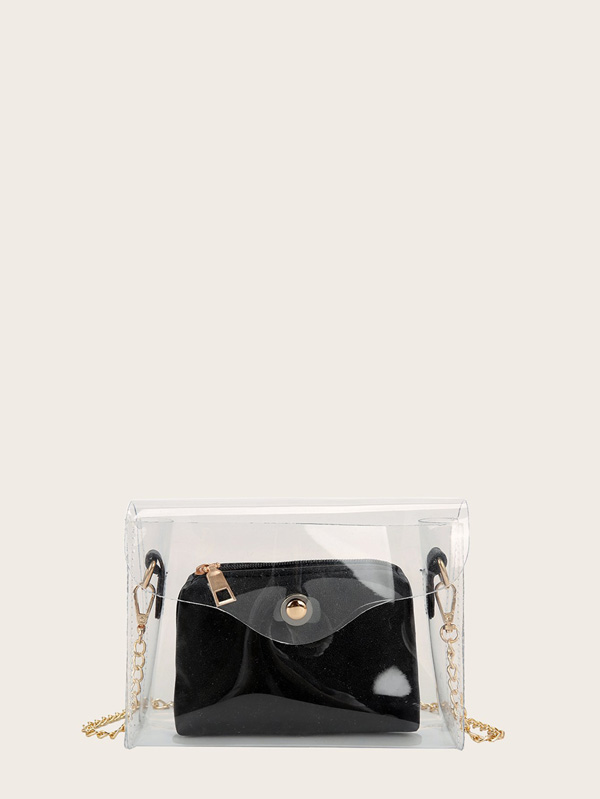 Clear Chain Bag With Inner Pouch - Click Image to Close