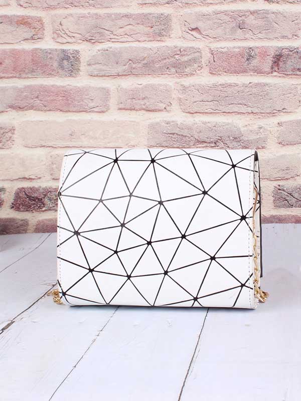 Metal Tassel Geometric Print Chain Bag