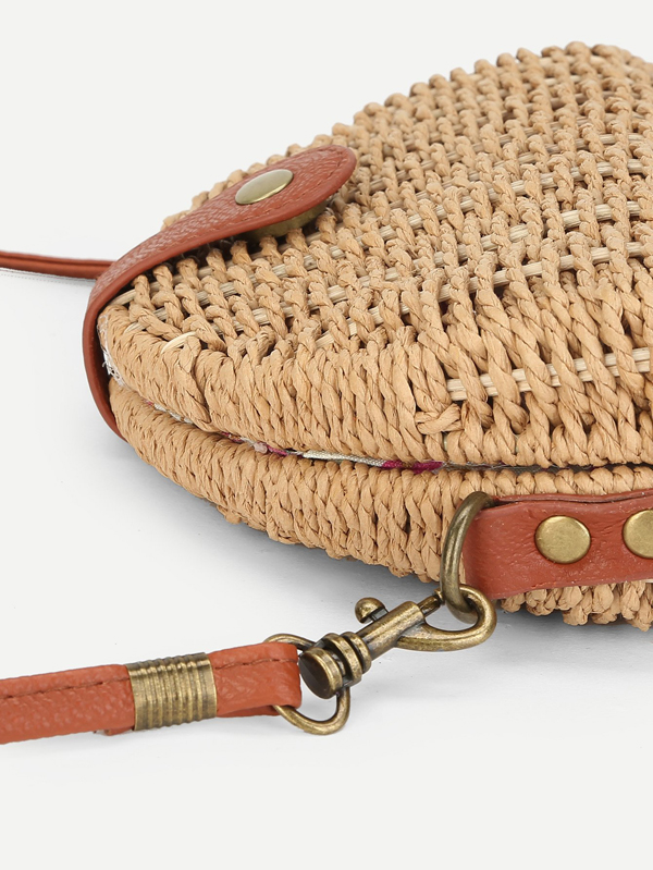 Semicircular Straw Crossbody Bag