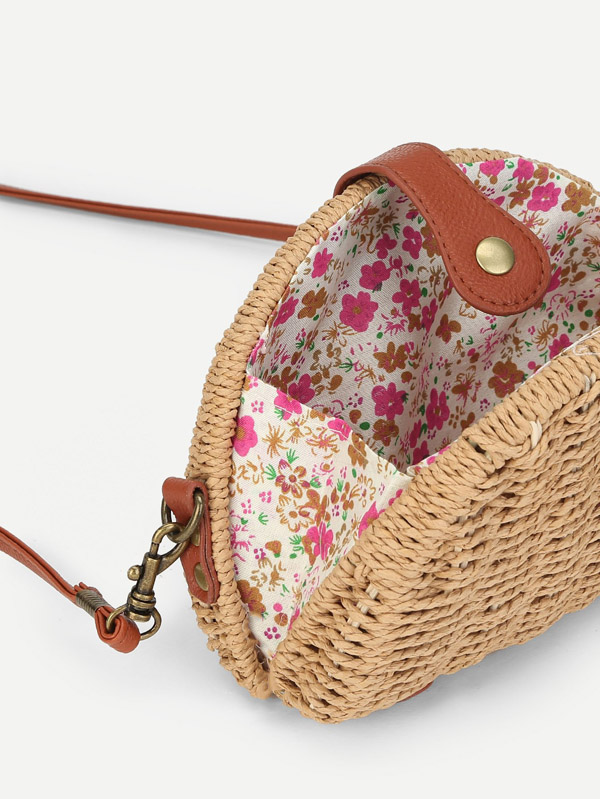 Semicircular Straw Crossbody Bag