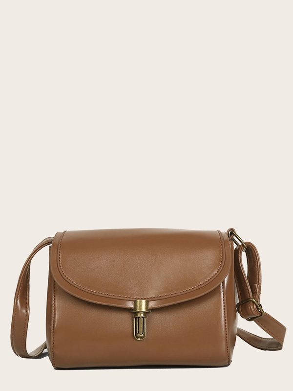 Push Lock Flap Crossbody Bag